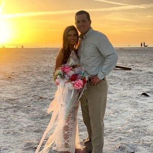 White lace halter dress